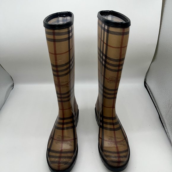 Burberry Classic Nova Check Print Wellington Rubber Rain Boots Sz 6 - Picture 6 of 10